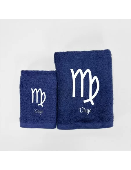 Coppia Asciugamani Personalizzati LineaBlu art. Oroscopo Blu Navy