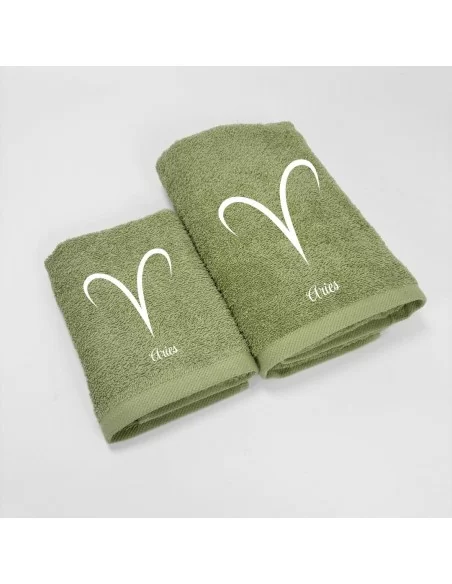 Coppia Asciugamani Personalizzati LineaBlu art. Oroscopo Verde