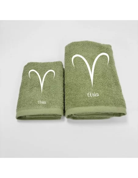 Coppia Asciugamani Personalizzati LineaBlu art. Oroscopo Verde
