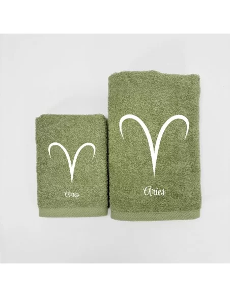 Coppia Asciugamani Personalizzati LineaBlu art. Oroscopo Verde