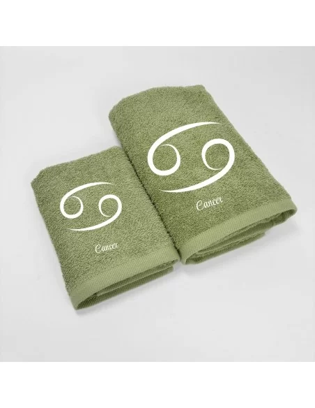 Coppia Asciugamani Personalizzati LineaBlu art. Oroscopo Verde