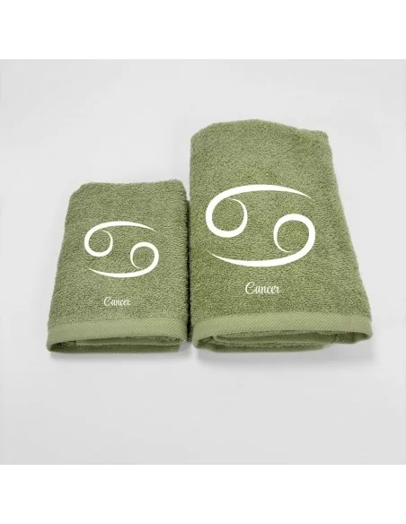 Coppia Asciugamani Personalizzati LineaBlu art. Oroscopo Verde