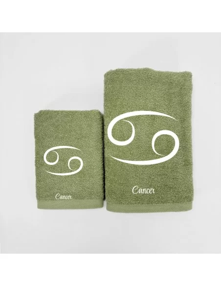 Coppia Asciugamani Personalizzati LineaBlu art. Oroscopo Verde