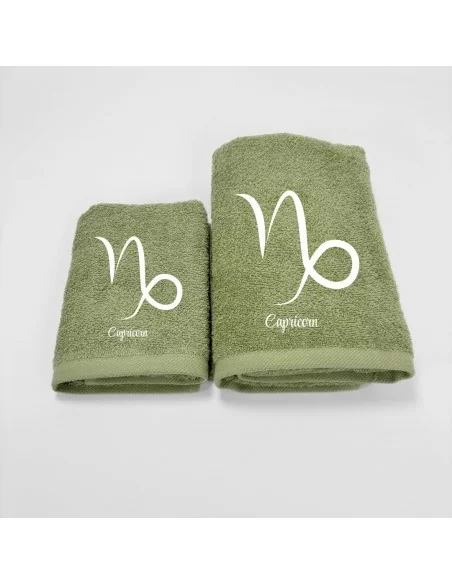 Coppia Asciugamani Personalizzati LineaBlu art. Oroscopo Verde