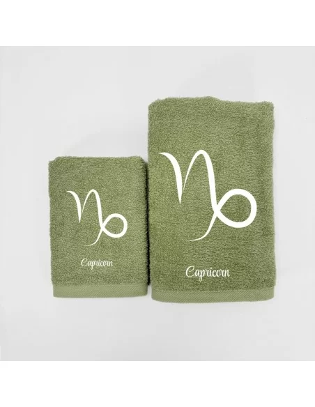 Coppia Asciugamani Personalizzati LineaBlu art. Oroscopo Verde