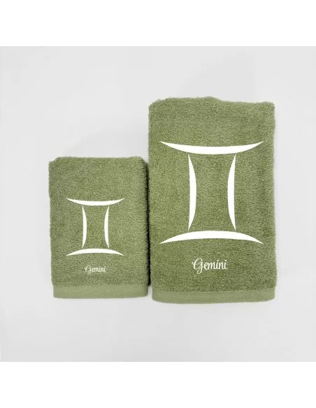 Coppia Asciugamani Personalizzati LineaBlu art. Oroscopo Verde