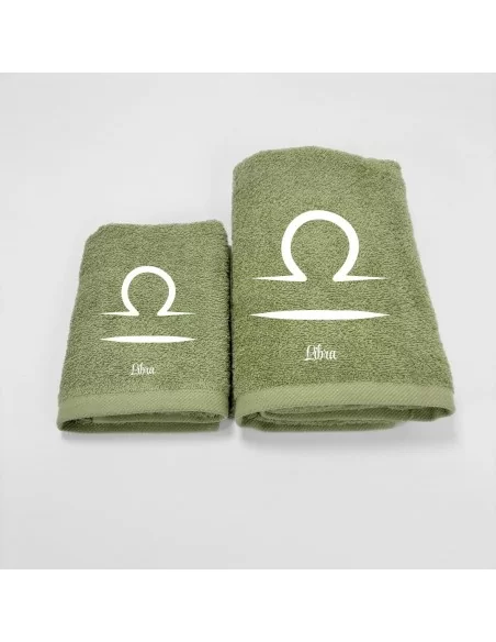 Coppia Asciugamani Personalizzati LineaBlu art. Oroscopo Verde