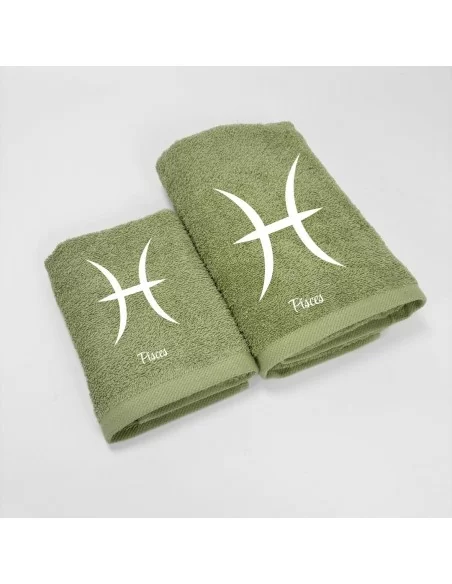 Coppia Asciugamani Personalizzati LineaBlu art. Oroscopo Verde