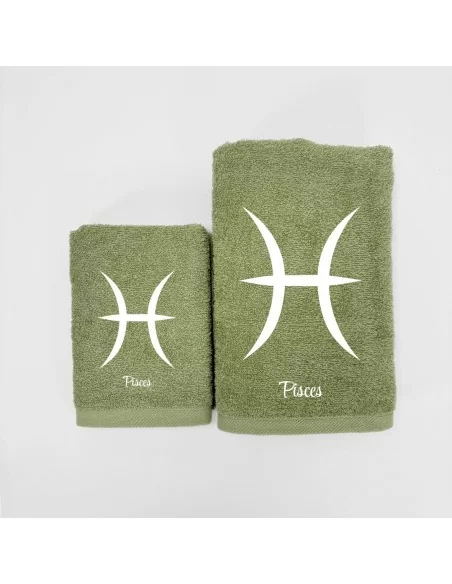Coppia Asciugamani Personalizzati LineaBlu art. Oroscopo Verde