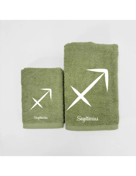 Coppia Asciugamani Personalizzati LineaBlu art. Oroscopo Verde