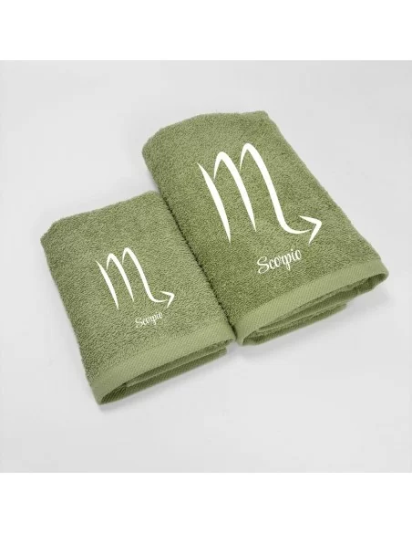 Coppia Asciugamani Personalizzati LineaBlu art. Oroscopo Verde