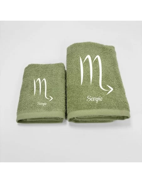Coppia Asciugamani Personalizzati LineaBlu art. Oroscopo Verde