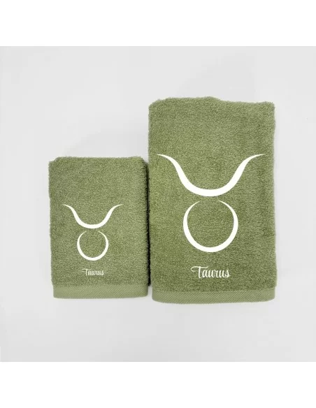 Coppia Asciugamani Personalizzati LineaBlu art. Oroscopo Verde