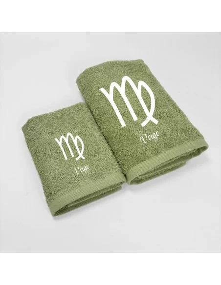 Coppia Asciugamani Personalizzati LineaBlu art. Oroscopo Verde