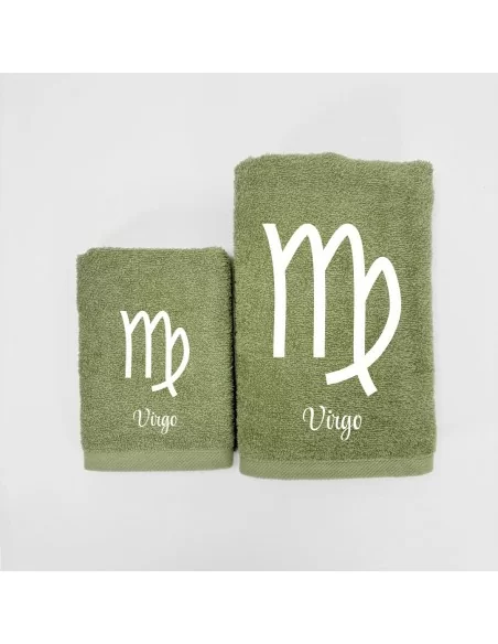 Coppia Asciugamani Personalizzati LineaBlu art. Oroscopo Verde