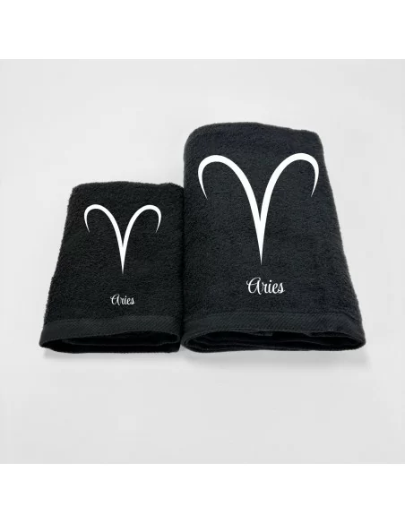 Coppia Asciugamani Personalizzati LineaBlu art. Oroscopo Nero