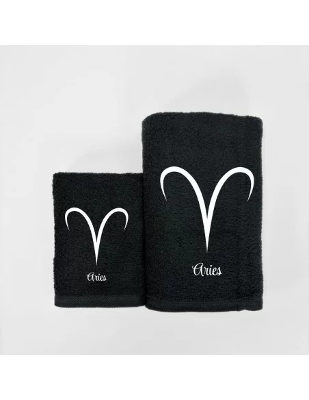Coppia Asciugamani Personalizzati LineaBlu art. Oroscopo Nero