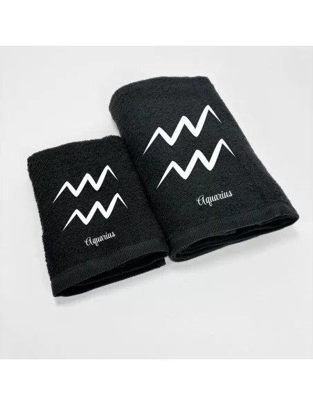 Coppia Asciugamani Personalizzati LineaBlu art. Oroscopo Nero
