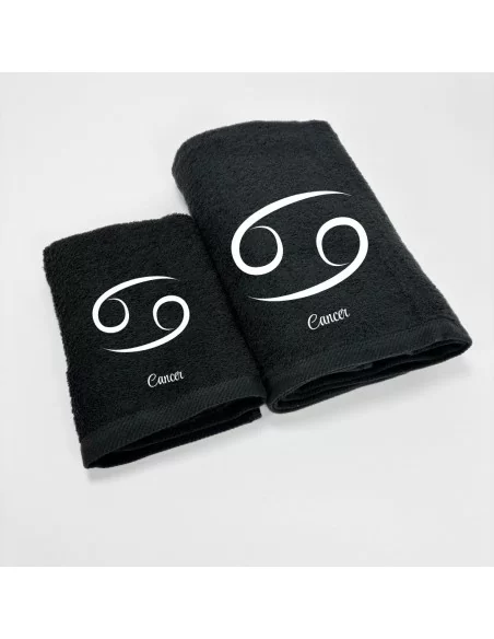 Coppia Asciugamani Personalizzati LineaBlu art. Oroscopo Nero