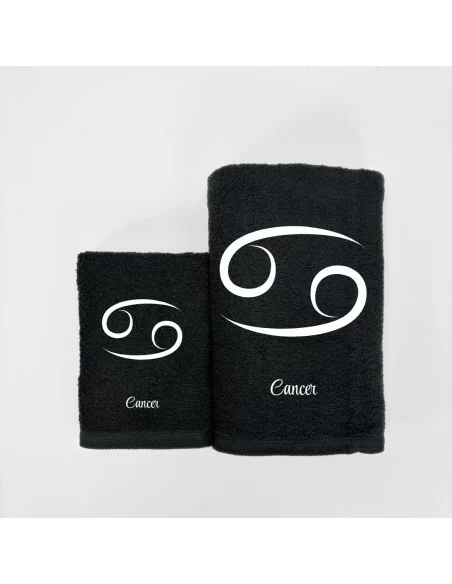 Coppia Asciugamani Personalizzati LineaBlu art. Oroscopo Nero