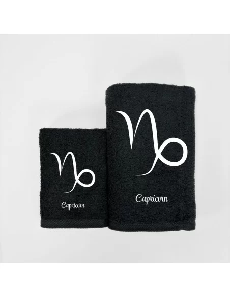 Coppia Asciugamani Personalizzati LineaBlu art. Oroscopo Nero