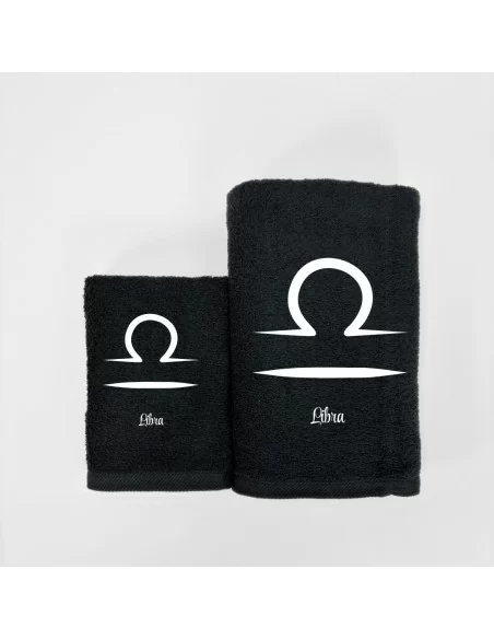 Coppia Asciugamani Personalizzati LineaBlu art. Oroscopo Nero