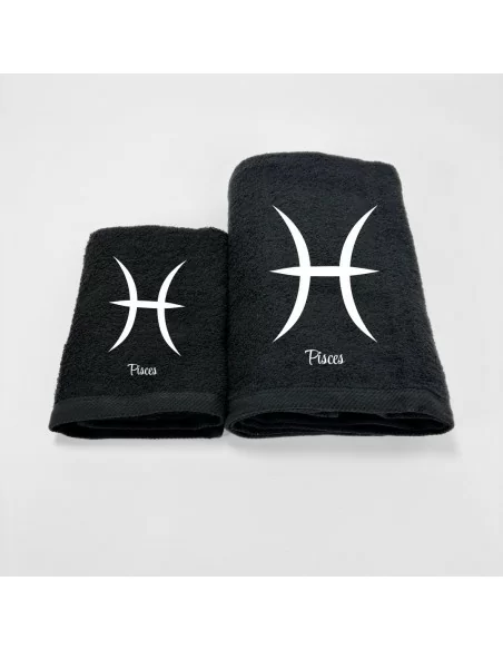 Coppia Asciugamani Personalizzati LineaBlu art. Oroscopo Nero