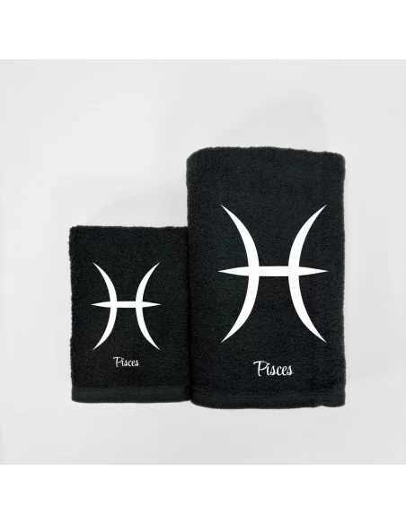 Coppia Asciugamani Personalizzati LineaBlu art. Oroscopo Nero