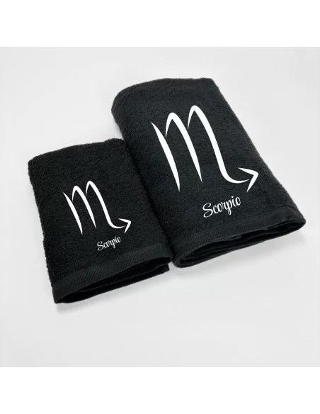 Coppia Asciugamani Personalizzati LineaBlu art. Oroscopo Nero