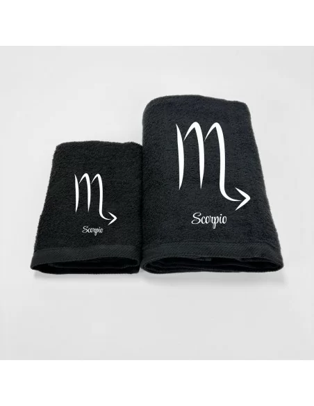 Coppia Asciugamani Personalizzati LineaBlu art. Oroscopo Nero