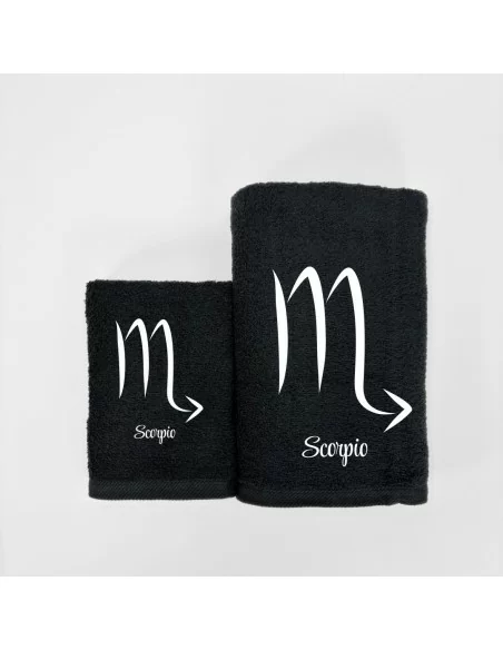 Coppia Asciugamani Personalizzati LineaBlu art. Oroscopo Nero