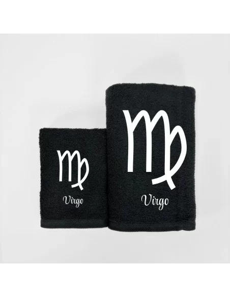 Coppia Asciugamani Personalizzati LineaBlu art. Oroscopo Nero