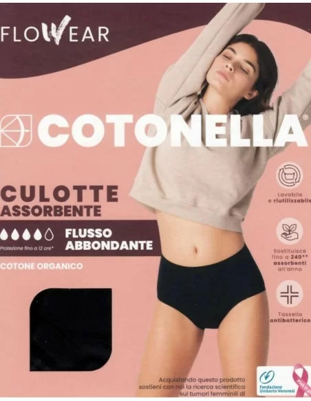 Culotte Cotone Donna Cotonella FloWear art. ADB63 Assorbente