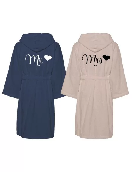 Accappatoio Lui e Lei Spugna LineaBlu art. Mr e Mrs Bicolore