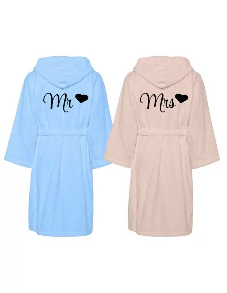 Accappatoio Lui e Lei Spugna LineaBlu art. Mr e Mrs Bicolore