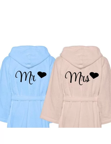 Accappatoio Lui e Lei Spugna LineaBlu art. Mr e Mrs Bicolore