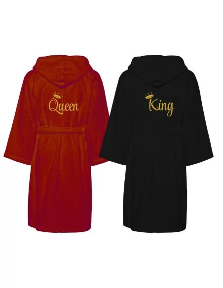 King e Queen Accappatoio Lui e Lei LineaBlu Nero e Bordeaux