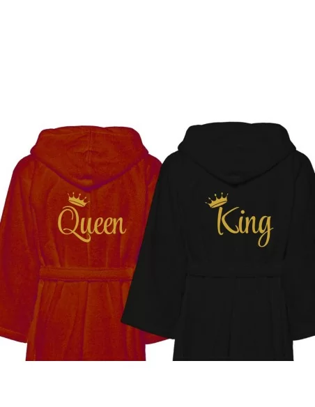 King e Queen Accappatoio Lui e Lei LineaBlu Nero e Bordeaux