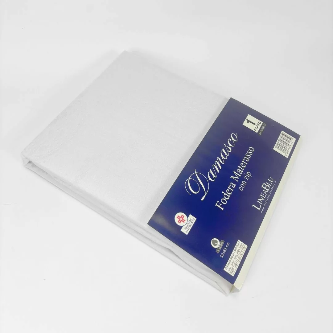 Coprimaterasso con cerniera in cotone damascato LineaBlu...
