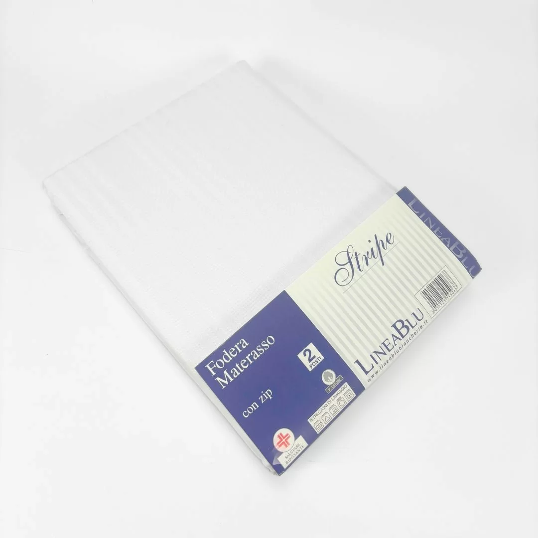 Coprimaterasso con cerniera in cotone rigato LineaBlu Stripe