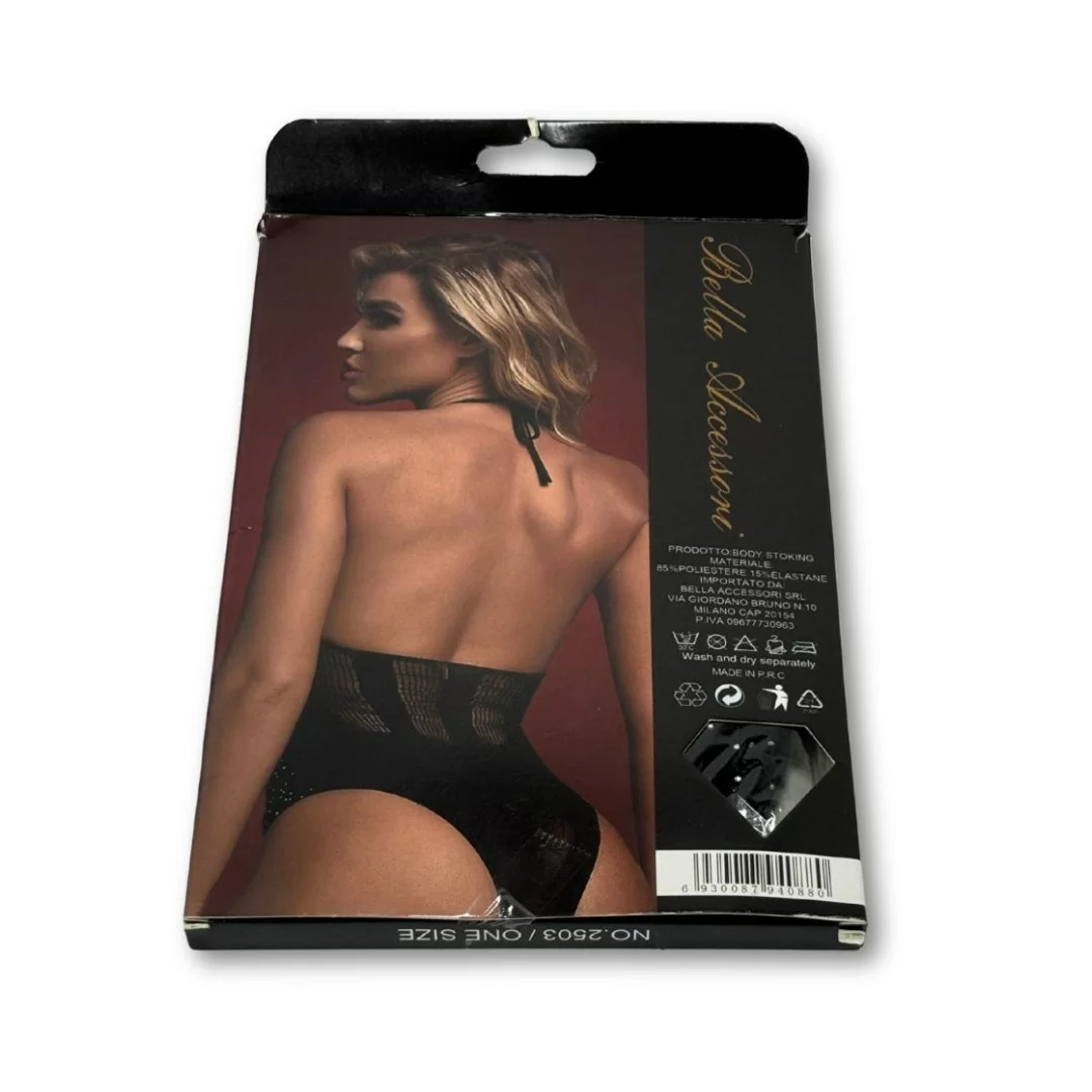 Body Trasparente Nero Con Perline art. 2503