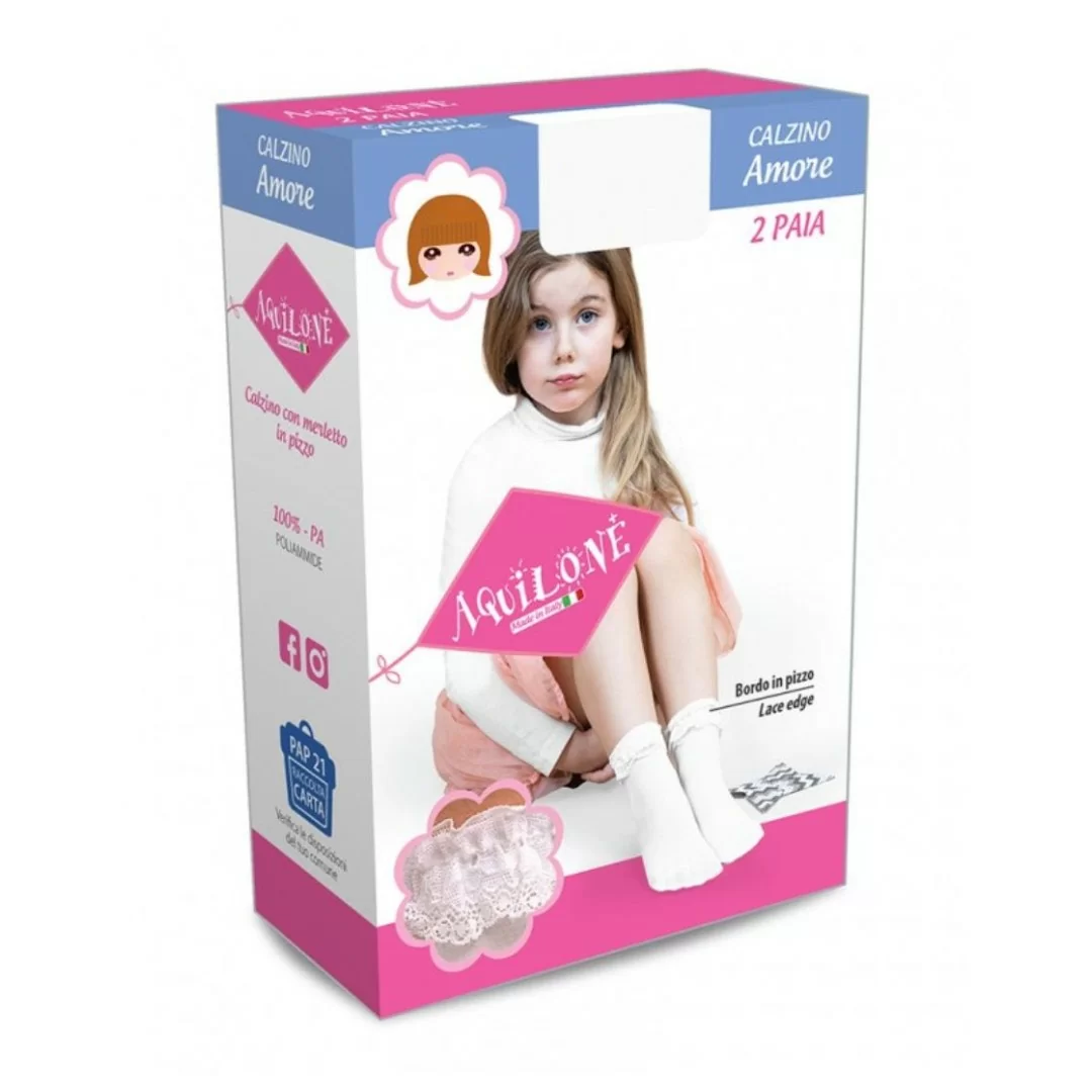 Calzini Bimba Aquilone art. Amore in Filanca set 2 paia