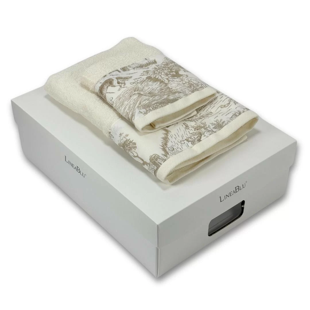 Coppia Asciugamani Spugna LineaBlu art. Perla Fiorentina