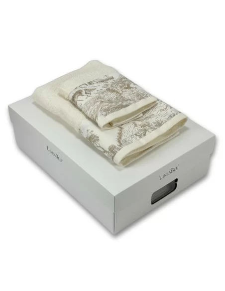 Coppia Asciugamani Spugna LineaBlu art. Perla Fiorentina