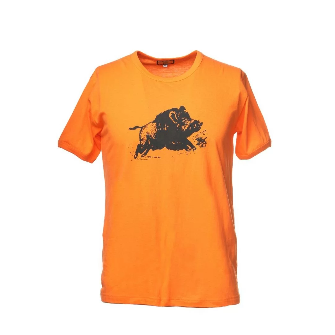 T Shirt Stampata Rs Hunting art. Cinghiale Fluo
