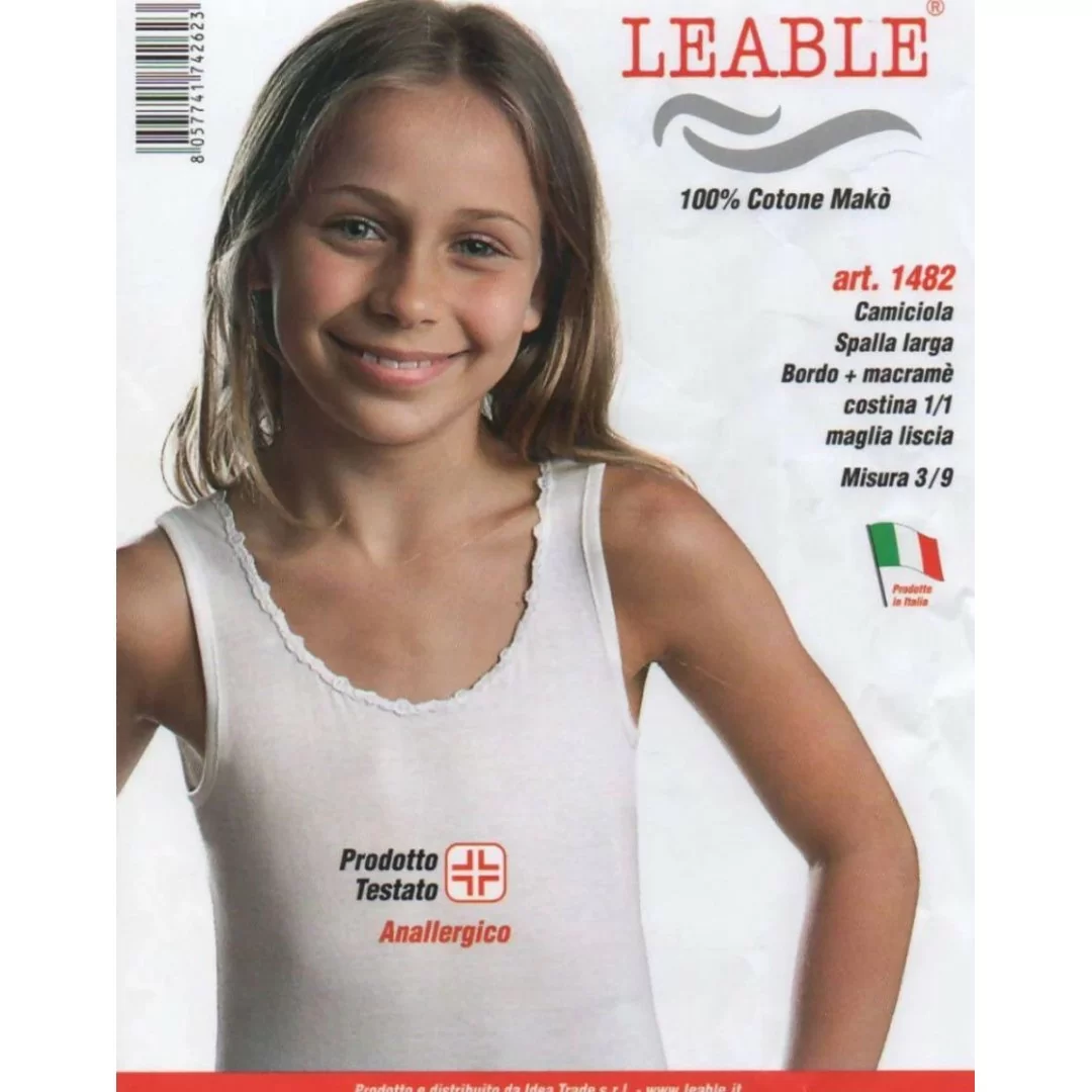 Canotta Bimba Leable art. 1482 Spalla Larga Bianca set 3...