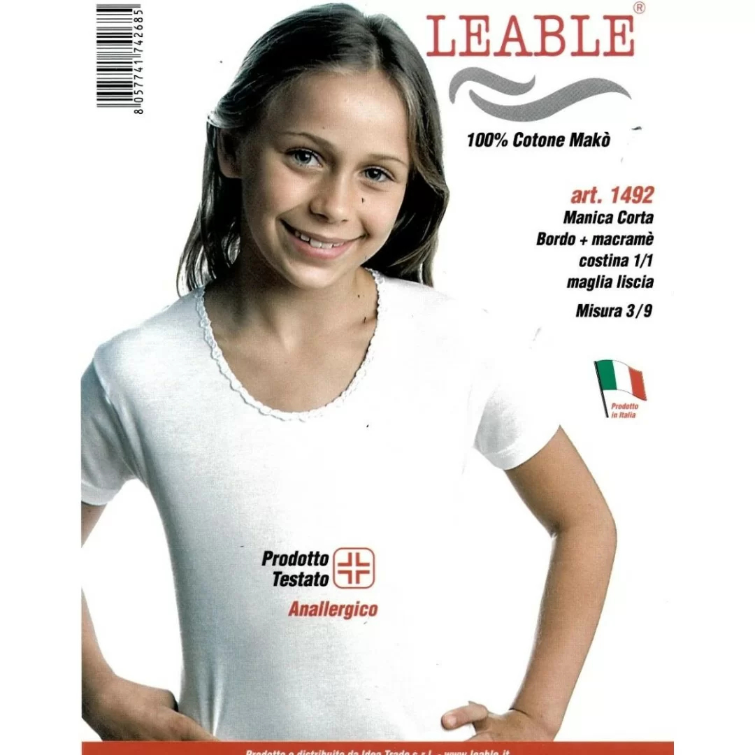 Canotta Bimba Leable art. 1492 Cotone Bianca set 3 pezzi