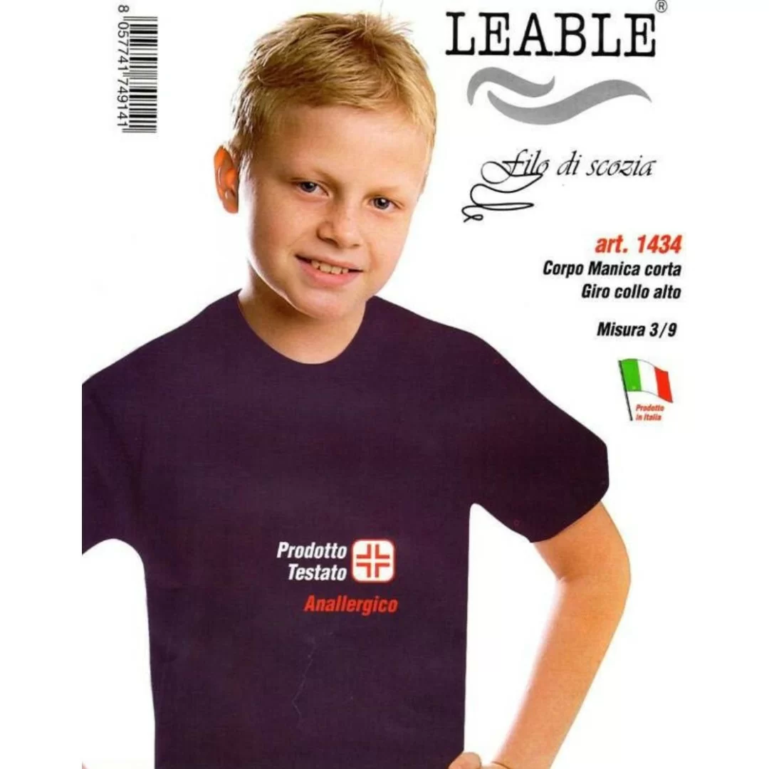 T Shirt Bambino Leable art. 1434 Girocollo Puro Cotone