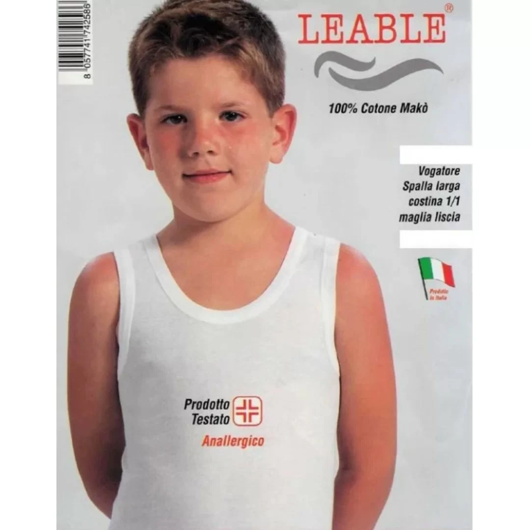 Canotta a Costine Bimbo Leable art. 1490 Bianca set 3 pezzi