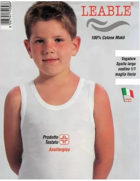 Canotta a Costine Bimbo Leable art. 1490 Bianca set 3 pezzi